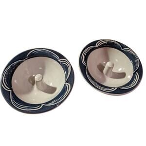 Original Apple Baker STONEWARE Baking Dish PARIS, MAINE Handmade Set Of 2